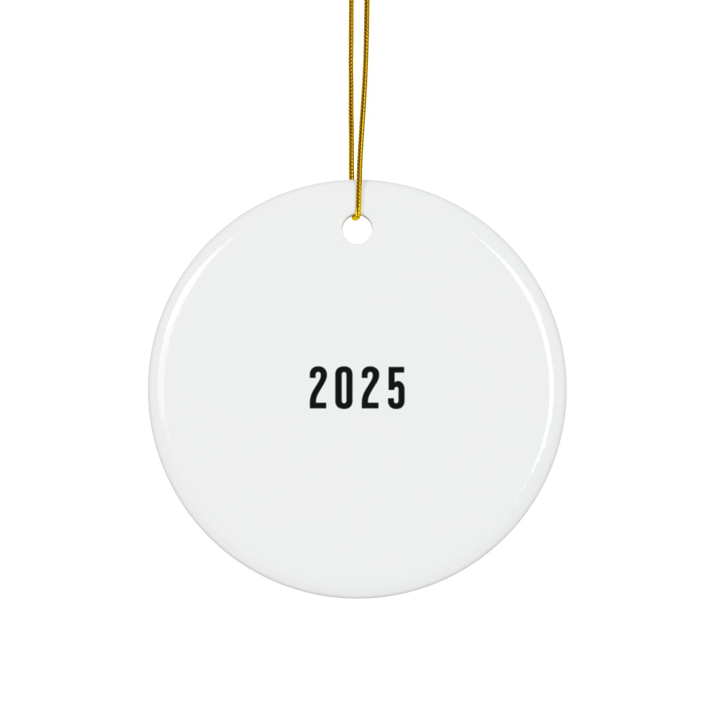 2025 Cosmic Dino Letter B Ornament | Double-Sided Ceramic Keepsake with Santa Hat Dinosaur & Space Theme