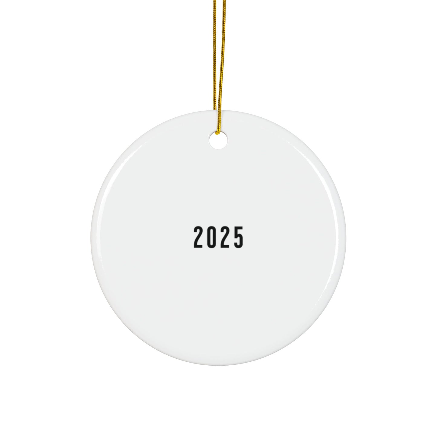 2025 Cosmic Dino Letter A Ornament | Double-Sided Ceramic Keepsake with Santa Hat Dinosaur & Space Theme